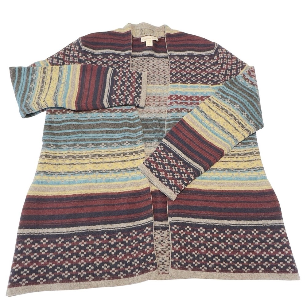 Coldwater Creek Women's Size XL 16 Wool Blend Open Fair Isle Cardigan‎ Sweater